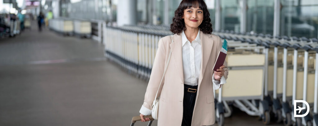 passager souriant après que le service client lui ai parlée