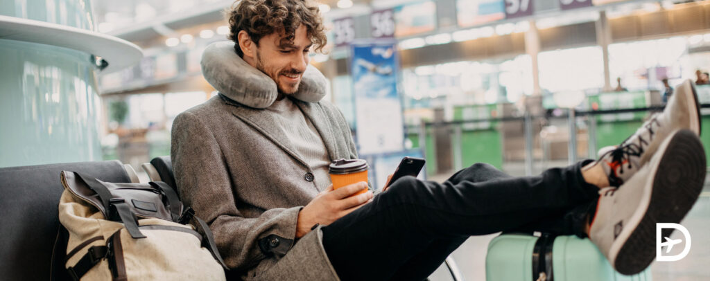 voyageur impatient en attente de son vol